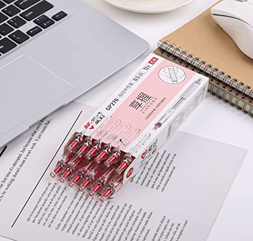 czxwyst GP270 Refillable & Retractable Gel Ink Pens with Soft Grip Large Capacity 0.5mm Fine Point 12-Pack (Red) - color: Red