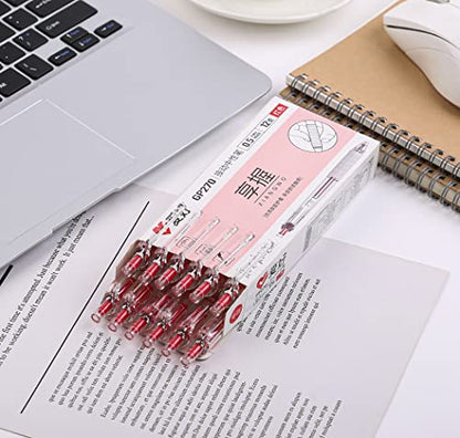 czxwyst GP270 Refillable & Retractable Gel Ink Pens with Soft Grip Large Capacity 0.5mm Fine Point 12-Pack (Red) - color: Red
