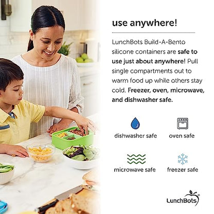 LunchBots Build -a- Bento Lunch Box, Silicone Bento Box for Kids, Multi-Compartment Lunch Container, Oven & Dishwasher Safe, BPA Free, 28 oz - Light Blue - color: Solid Blue