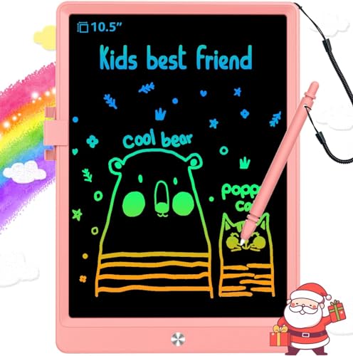 BUKEBU LCD Writing Tablet,10.5 inch Colorful Doodle Board for Kids Pink | Kids drawing painting pad; radiation-free no glare; eye-friendly learning toy; gift for girls aged 3 to 6 years - color: Pink, size: 7"W x 10.4"H