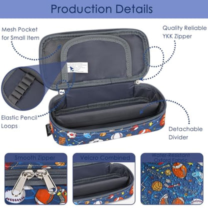 FlowFly Large Capacity Pencil Case for Kids, Boys & Girls – Zippered Multi-Functional Pen Pouch, Soft & Portable Pencil Bag for School, Teens, Students, Football - color: Football