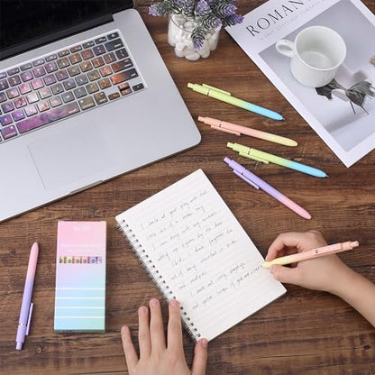 Mr. Pen- Retractable Gel Pens, 6 Pack, Gradient Color Barrels | Black Gel Pens, Fast Dry, Fine Point 0.5mm, Retractable, Cute Pens, Gel Ink Pens, Aesthetic Pens for Journaling - color: Gradient Barrels