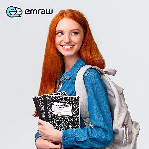 Emraw Black & White Marble Style Cover Composition Book with 100 Sheets of Wide Ruled White Paper (8 Pack) - color: Black Marble, size: 8 Pack