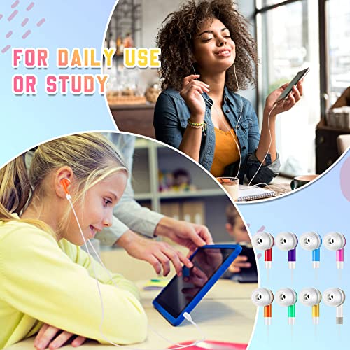 Macarrie 50 Pack Earbuds Bulk for Classroom Kids Wire Earphones Students Ear Buds Set Stereo Headphones for Kids Adults Schools Libraries, 3.5 MM Audio Jack (Mixed Colors)