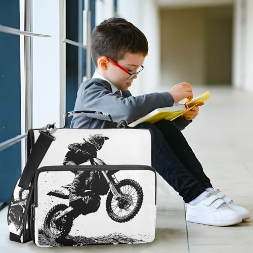 Motocross Rider Zipper Binder with Shoulder Strap, 500 Sheets Capacity, Multiple Pockets 1.5Inch 3 Ring Zipper Binder - color: Motocross Rider