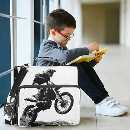 Motocross Rider Zipper Binder with Shoulder Strap, 500 Sheets Capacity, Multiple Pockets 1.5Inch 3 Ring Zipper Binder - color: Motocross Rider