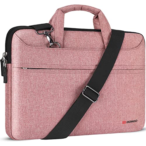 DOMISO 15.6 inch Laptop Messenger Shoulder Bag Tote Bag for Women for Men,Business Travel Work Computer Bag Case Briefcase,Compatible with 16 inch MacBook Pro/Max,15.6 inch HP Lenovo Dell XPS 16, Pink - color: Pink, size: 15.6 Inch