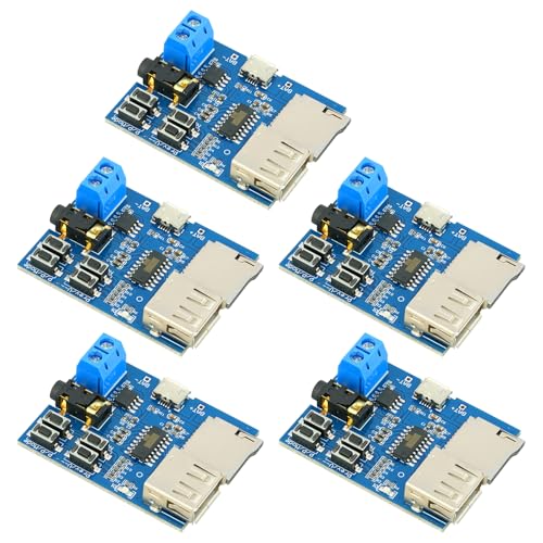5Pcs MP3 Decoder Player Module | Small Amplifier, TF Card U Disk Play, Micro USB 5V Power Supply, Audio Amplifier