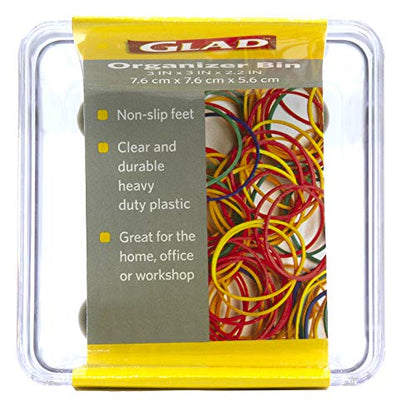 Glad Plastic Drawer Storage Tray – Heavy Duty Organizer Bin for Home, Kitchen, Bath, Bedroom, Office | Non-Slip Feet, Clear, 3" x 3" - size: 3x3 (Pack of 1)