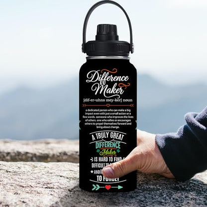 Difference Maker Water Bottle 32 oz - Thank You Gifts for Men Women - Teacher Appreciation Gifts - Administrative Professional Day Gifts for Coworker, Boss, Employee - color: Difference Maker