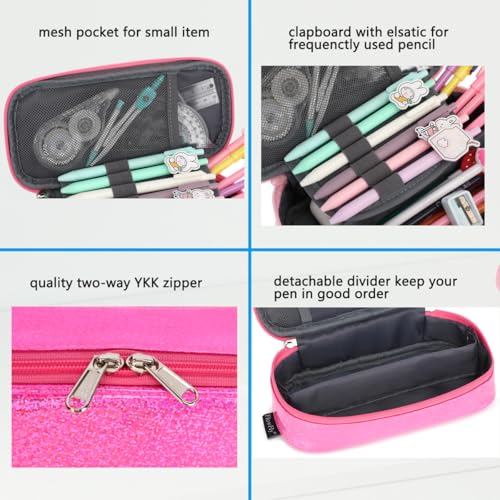 FlowFly Large Capacity Pencil Case for Kids, Boys & Girls – Zippered Multi-Functional Pen Pouch, Soft & Portable Pencil Bag for School, Teens, Students, PU#Pink - color: PU#Pink