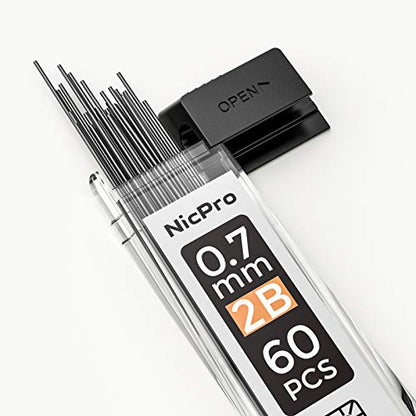 Nicpro 600pcs Mechanical Pencil Refills 0.7 mm, Break Resistant Mechanical Pencil Refills 2B, 60 Pack Per Tube, 10 Tubes - size: 60 Count (Pack of 10), style: 0.7 2B