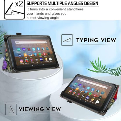 Universal 10 10.1 Inch Android Tablet Case,Slim Folding Stand Cover for All 9"-10.5" Touchscreen Tablet Case with Stylus Pen Holder,Butterfly Flower - color: Butterfly Flower