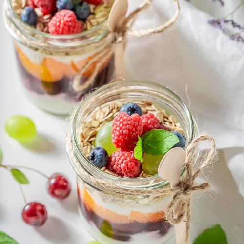 SHOWIN Overnight Oats Containers with Lids, 16oz Glass Jars with Lids 2 pcs, Apricot, Wide Mouth Mason jars for Salad, Yogurt, Snacks, Meal Prep - color: Camel, size: 16oz-2pc