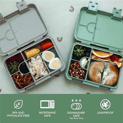 nouka Chill Bento Lunch Box | Easy to Open Latches | Spill Proof Design | 6-Compartment Removable Tray | Deep Ocean