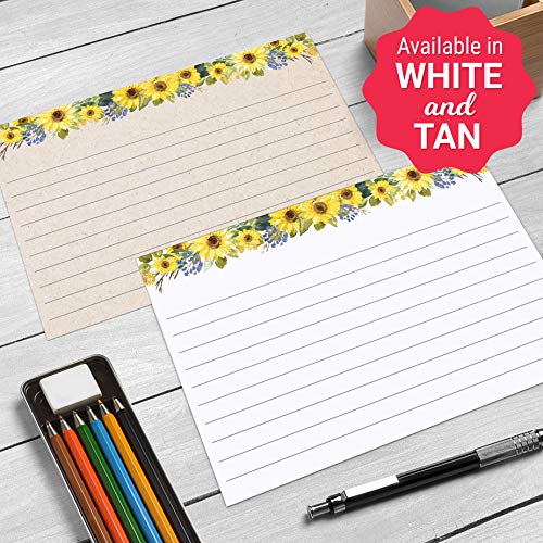 321Done Ruled Note Cards, Sunflower 5x7 Thick Index Cards - Plain White Card Stock, Notecards & Stationery with Lines for Writing, Stamping - Made in USA, Set of 50 - No Envelopes - color: Lines, size: Large (5 x 7)