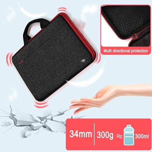 Hseok Laptop Case 13.3-14 Inch Sleeve,TSA Shockproof Computer Handbag,Compatible with MacBook Neo/Pro 14 M5/M4/M3/M2/M1,All Models 13.3" MacBook Air/Pro,XPS 13/14,Most 13-14 Notebooks,Black-red - color: Black-red