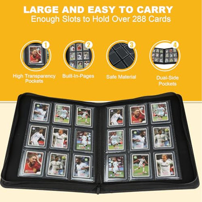 Toploader Binder,Toploader Hard Cases, 9-Pocket Pages Sleeves Hold up 288 Cards.Toploader Card Binder with Sleeves for “3×4” rigid，Card Holder(Grass Green) - color: Grass Green, size: 9 Pocket 288 Toploader
