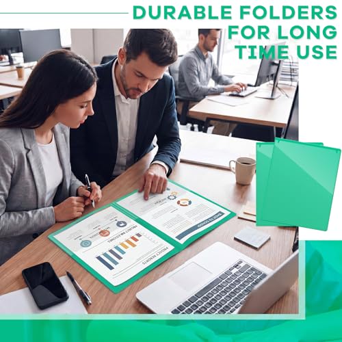 Henoyso 100 Pcs Folders Take Home Heavy Duty 2 Pocket Homework Folder for Students Parent Teacher Communication, 11.8 x 9.45 Inch(Green) - color: Green