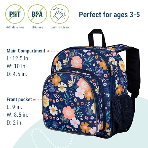 Wildkin 12 Inch Toddler Backpack for Kids, Floral Bloom | Ages 3-7, lightweight toddler backpack for daycare, preschool, and travel - color: Wildflower Bloom