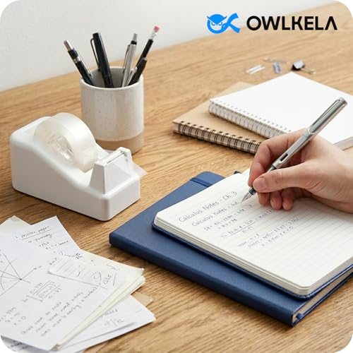 OWLKELA Lightweight Desktop Tape Dispenser, Non-Skid Base Tape with Dispenser, Ideal for Office, Home and School, 1 Pack Tape Holder with 8Pcs Transparent Tape, 0.71 Inch x 1000 Inches, White - color: White, size: 1 Pcs