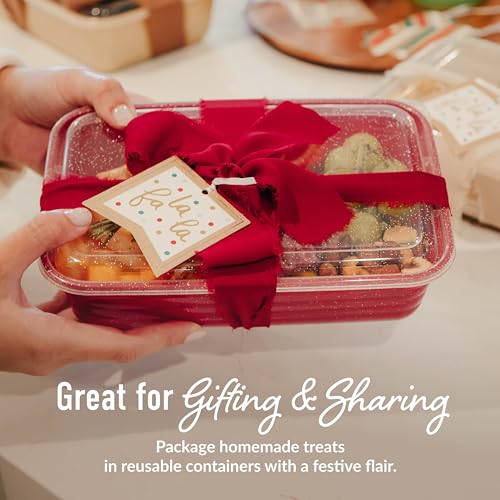 Bentgo Prep 60-Piece Holiday Food Storage Set - 1-Compartment Meal Prep Containers, 4-Cup Capacity, Reusable, Durable, PFAS & BPA-Free, Microwave/Freezer/Dishwasher Safe (Holiday Glitter Collection) - color: Holiday Glitter Collection