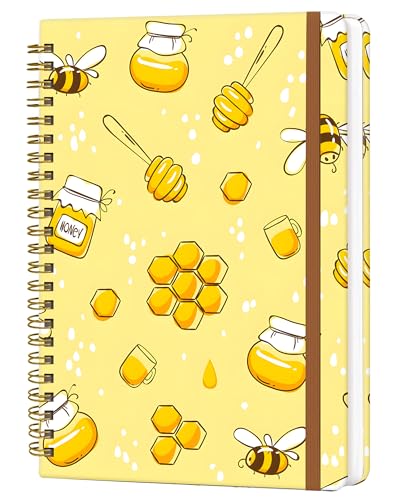 Spiral Journal Notebook for Women, Hardcover A5 College Ruled Notebook, 120 Pages, Thick Paper, Cute Lined Journal for School, Office & Work, 6 x 8.4 in(Bee Honey) - color: Bee Honey