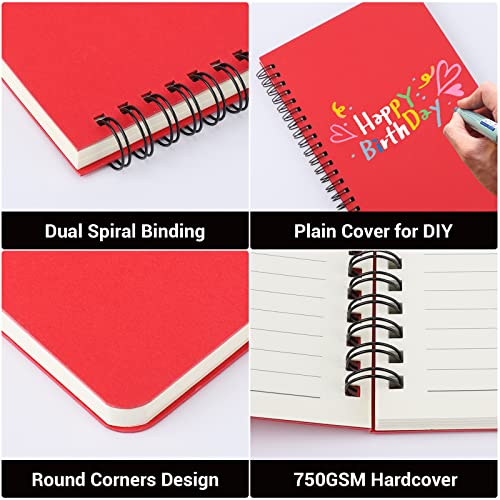 EUSOAR Spiral Lined Notebook, A5 3packs 5.5"X8.3" 120 Pages Lined Travel Writing Journal, Memo Notepad Sketchbook, Students College Office Business Subject Diary Ruled Spiral Book Journal-Red Cover - color: Red, size: 3 Packs