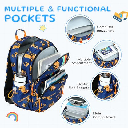 CAMTOP Backpack for Kids, Boys Girls Preschool Backpacks with Lunch Box Toddler Kindergarten School Bookbag Set - color: Rainbow Strip Navy
