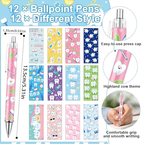 Dental Sticky Notes with Pens Gifts - Wxiben 24 Pcs Dental Assistant Ballpoint Pens Teeth Notepads Set Dental Hygienist Assistant Appreciation Gifts for Party Office Home Coworkers Women Doctor Nurse - color: Dental Assistant