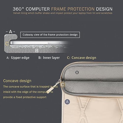 Voova Puffy Laptop Sleeve Case 13 13.6 Inch Compatible with MacBook Air 13 M1/M2/M3/M4 2020-2025, MacBook Pro 13/14, IPad Air/Pro 13, Cute Computer Cover Bag with Accessories Pouch, Apricot - color: Apricot, size: 13-13.6 Inch