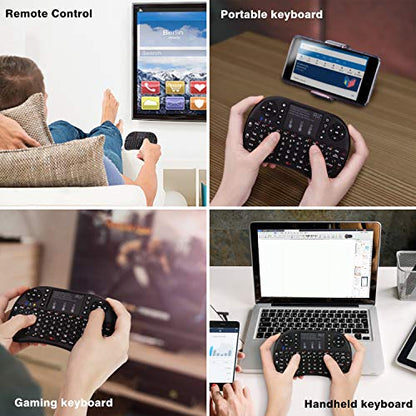 (Upgraded)Rii 2.4GHz Mini Wireless Keyboard with Touchpad,QWERTY,LED Backlit,Portable Keyboard for laptop/PC/Tablets/Windows/Mac/TV/Xbox/PS3/Raspberry Pi .(i8+ Black) - color: Black