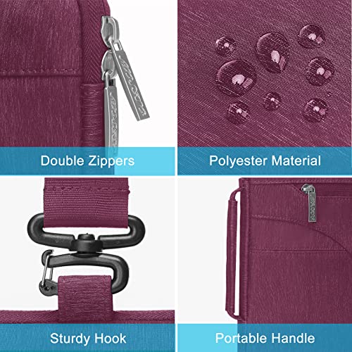 MOSISO Laptop Shoulder Bag Compatible with MacBook Neo 13 inch/Air 13.6 inch/Air 13 inch/Pro 13 / Pro 14 inch, 13-14 inch Notebook, Polyester Briefcase Sleeve with Side Handle, Burgundy