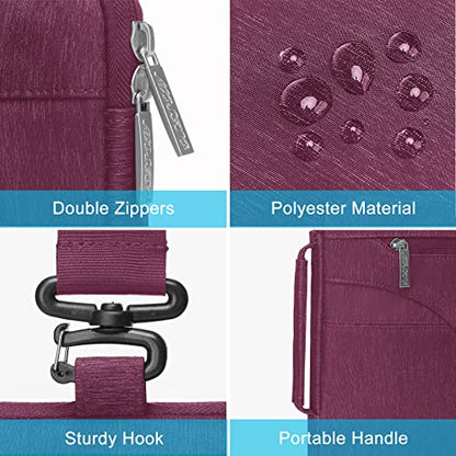 MOSISO Laptop Shoulder Bag Compatible with MacBook Neo 13 inch/Air 13.6 inch/Air 13 inch/Pro 13 / Pro 14 inch, 13-14 inch Notebook, Polyester Briefcase Sleeve with Side Handle, Burgundy