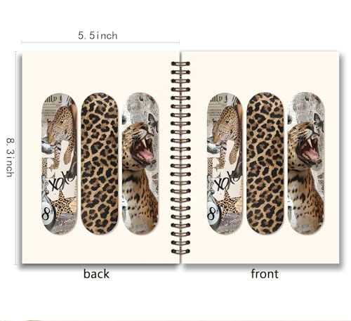 KDHTY Y2K Cheetah Print Leopard Notebook, Cute School Supplies Girly Notebook for Teens Girls,Back to School Hardcover Notebook for Work School Office Supplies,Leopard print gifts for Women,5.5x8.3 - style: preppy 5