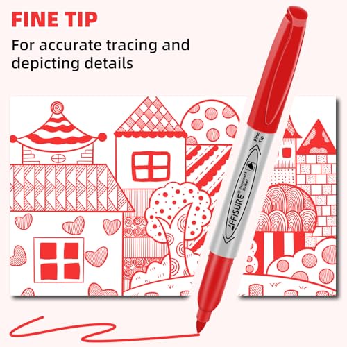 Red Permanent Marker, Fine Point Markers Quick Drying, Fade Resistant, No Smear, Waterproof, Smudge-Proof, Classroom Home Office Supplies, on Paper, Glass, Plastic, Metal, Wood, 18 Pack - color: red