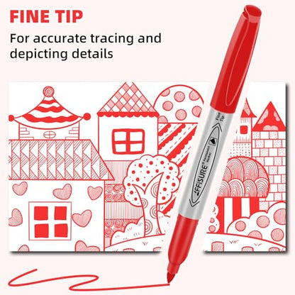 Red Permanent Marker, Fine Point Markers Quick Drying, Fade Resistant, No Smear, Waterproof, Smudge-Proof, Classroom Home Office Supplies, on Paper, Glass, Plastic, Metal, Wood, 18 Pack - color: red