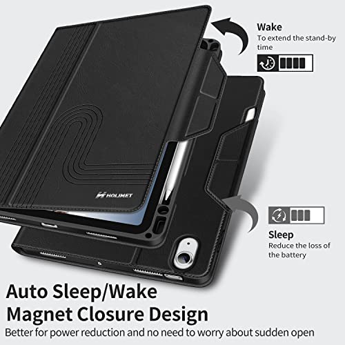 H HOLIMET Case for iPad Air 11" 2026 M4/M3 (2025)/ M2 (2024)/ iPad Air 4th & 5th Generation10.9 Inch 2022/2020 Soft Back Shockproof Protective Cover with Pencil Holder Vegan Leather Auto Sleep/Wake - color: Black 2nd