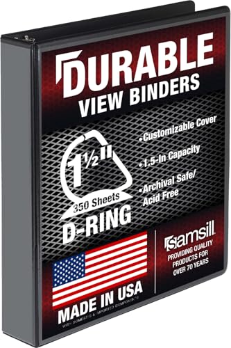 Samsill Durable 1.5 inch 3 Ring Binder, D Ring Binder, 100% Recycled Chipboard, Black - color: Black, size: 1 Pack, style: 1.5 Inch
