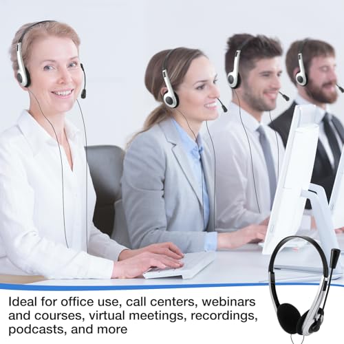 Yunsailing 30 Pack Classroom Headphones with Microphone School Student Headphones Bulk Class Set Lightweight Adjustable Earphones on Ear with 3.5 mm Jack(Silver,Plastic Stem) - color: Silver, style: Plastic Stem
