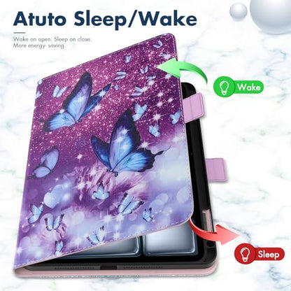Dteck for iPad Air 13-inch Case 2024,iPad Case 12.9" Pro 6th/5th/4th/3rd Gen 2022/2021/2020/2018,Premium PU Leather Folio Stand Cover Pencil Holder Auto Wake/Sleep Protective Cases,Purple Butterfly - color: 01 Purple Butterfly