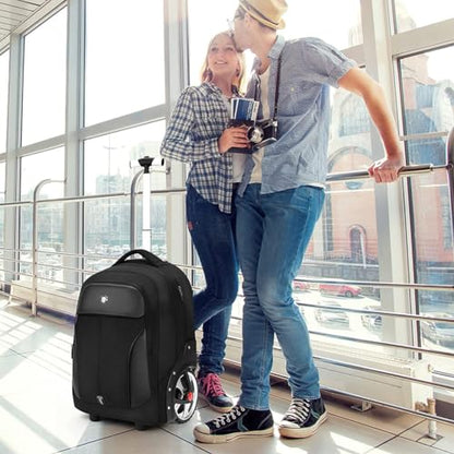 WMHYLYH 22 Inch Rolling Backpack, Waterproof Backpack with Wheels for Business and Travel Commuter, Carry on Laptop Backpack for Women and Men Adult (black) - color: Black