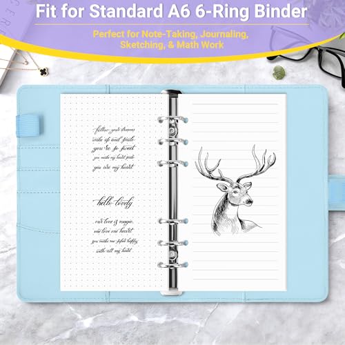 Antner A6 Planner Inserts 6-Hole Lined/Dotted/Grid Refill Paper for A6 6-Ring Refillable Notebook Binder, 135 Sheets Loose Leaf Filler Paper with 12 PCS Binder Dividers for Notes Journal Sketch Chart - color: Lined/Dotted/Grid Square Paper