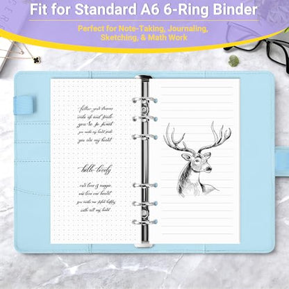 Antner A6 Planner Inserts 6-Hole Lined/Dotted/Grid Refill Paper for A6 6-Ring Refillable Notebook Binder, 135 Sheets Loose Leaf Filler Paper with 12 PCS Binder Dividers for Notes Journal Sketch Chart - color: Lined/Dotted/Grid Square Paper