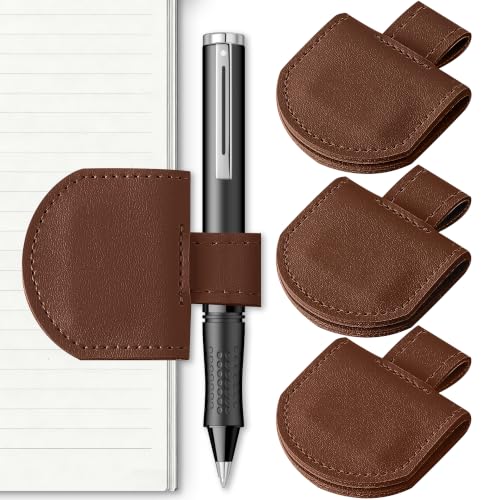 SESENSE Magnetic Pen Holder for Notebook - 3 Pcs Leather Magnetic Holder for Reading Women, Book Lover Gifts for Bookish, Wide Size - color: Brown 3 Pcs, size: Wide Size