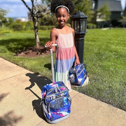 Tilami Rolling Backpack 19 inch with Lunch Bag Wheeled Laptop Backpack, Galaxy - color: Galaxy