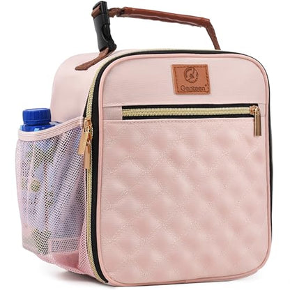 Genteen Kids Lunch Box Insulated Soft Mini Cooler with Bottle Holder, Lightweight Reusable Easy-Clean Lunch bag for Girls, Boys Back to School-Light Pink - color: Light Pink