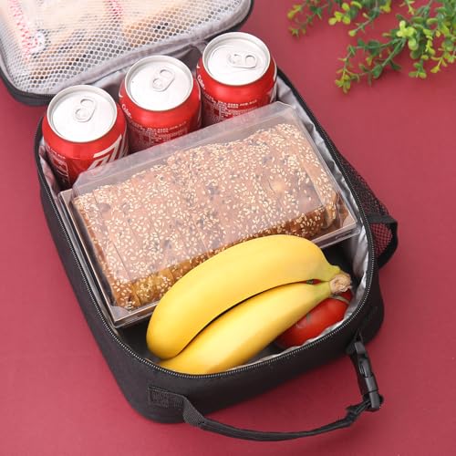 Lovoeo Lunch box Lunch bag for men women Insulated Lunchbox Lunch bags for Work Picnic Travel (Thicken hot red) - color: Thicken hot red