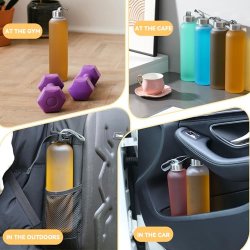 novelinks 6 Pack 27OZ Frosted Water Bottles with Stainless Steel Silver Lid,Leakproof Gym Bottles, Reusable Sport Water Jug for Fitness Camping Office - color: Frosted-27oz-6Pack