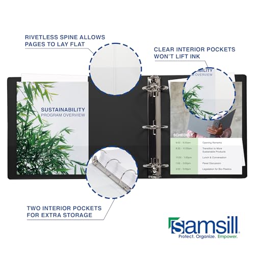 Samsill 1.5 Inch Document Storage Binder,100% Recycled Chipboard, Round Ring, Black - color: Black, size: 1.5 Inch, style: Single